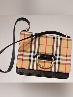 Burberry D-Ring Nova Check Canvas Leather Crossbody (AS IS)